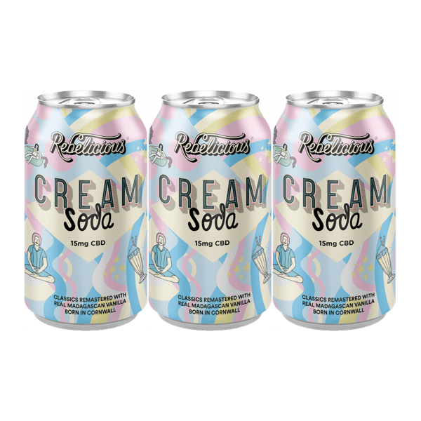 12 x Rebelicious 15mg CBD Cream Soda Sparkling Soft Drink - 330ml - Natural Euphoria