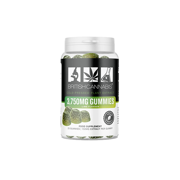 British Cannabis 3750mg Lime CBD Gummies- 25 Gummies - Natural Euphoria