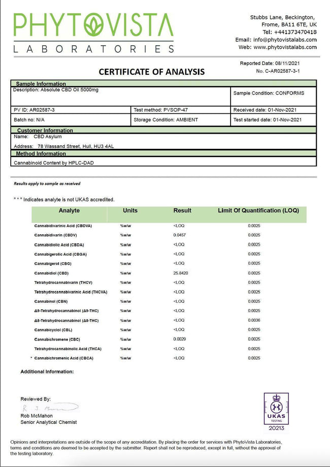 CBD Asylum 5000mg Absolute CBD Oil 20ml (BUY 1 GET 2 FREE) - Natural Euphoria