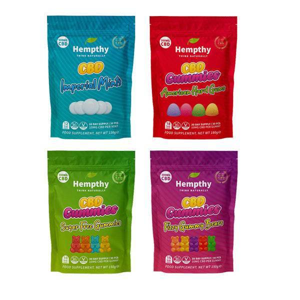 Hempthy 300mg CBD Gummies 30 Ct Pouch - Natural Euphoria