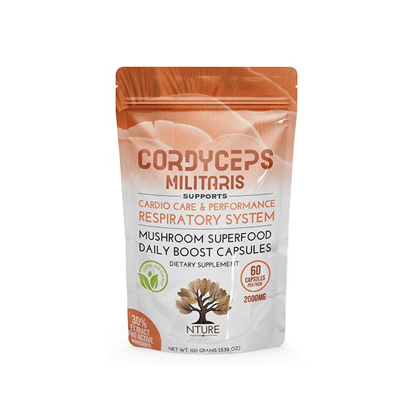 NTURE 2000mg Cordyceps Militaris Mushroom Capsule - 60 Caps - Natural Euphoria