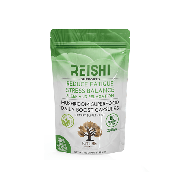 NTURE 2000mg Reishi Mushroom Capsules - 60 Caps - Natural Euphoria