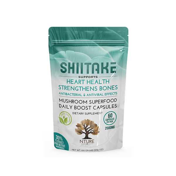 NTURE 2000mg Shiitake Mushroom Capsules - 60 Caps - Natural Euphoria