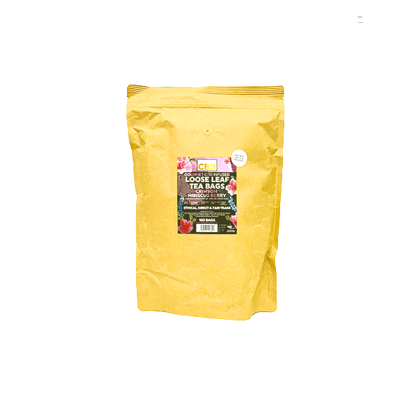 Equilibrium CBD 340mg Tea Crimson Hibiscus & Berry Catering Pack - 100 Biodegradable Pyramid Tea Bags - Natural Euphoria