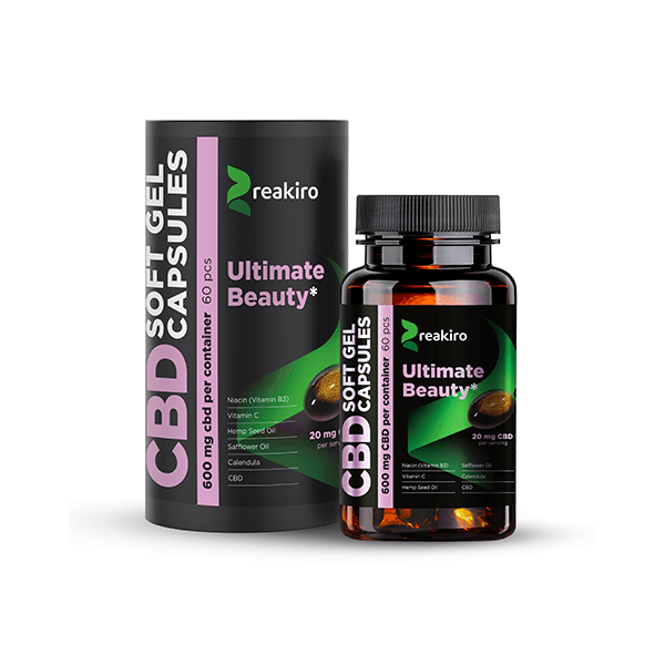 Reakiro 600mg CBD Full Spectrum Ultimate Beauty Capsules - 60 Caps (BUY 1 GET 1 FREE) - Natural Euphoria