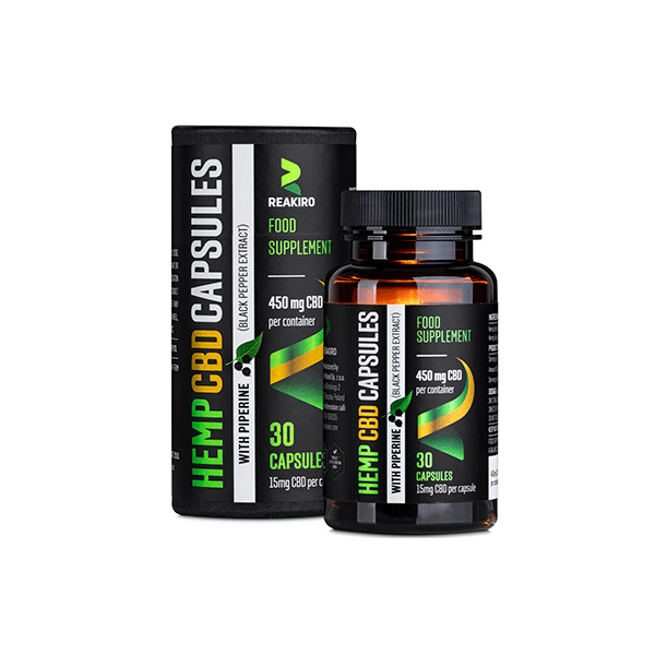 Reakiro 450mg CBD Full Spectrum Vegan Piperine Capsules - 30 Caps (BUY 1 GET 1 FREE) - Natural Euphoria