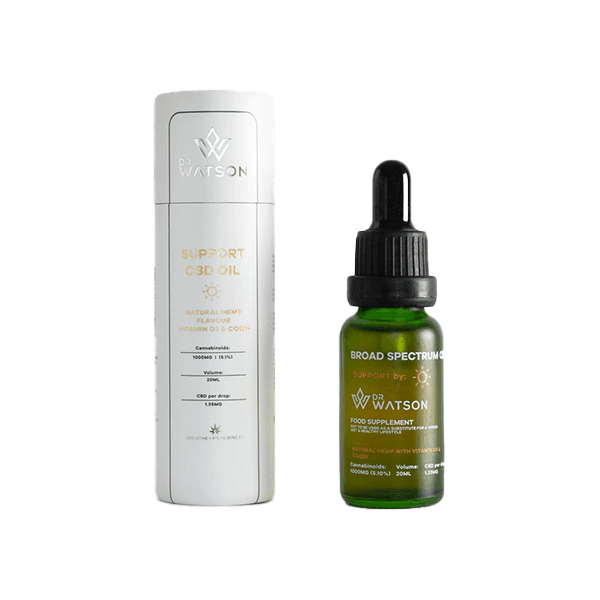 Dr Watson 1000mg Broad-Spectrum Support CBD Oil 20ml - Natural Euphoria