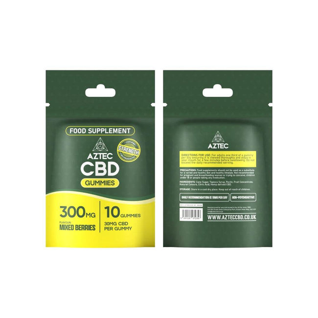300mg Aztec CBD Gummies Mixed Berries - 10 Pcs - Natural Euphoria