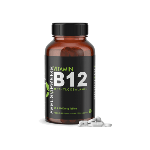 Feel Supreme 1000mcg Vitamin B12 Methylcobalamin Tablets - 60 Tabs - Natural Euphoria