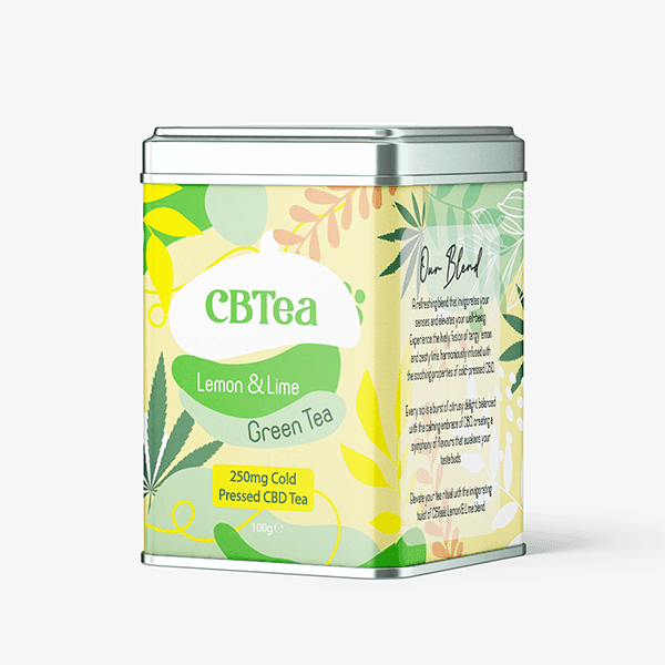 CBTea 250mg Cold Pressed Full Spectrum CBD Lemon & Lime Green Tea - 100g - Natural Euphoria
