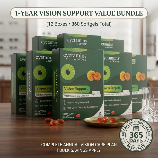EyeVitamins® by OPTASE® Vision Support 360 Softgels | 12-Month Supply | Lutein, Zeaxanthin & Astaxanthin