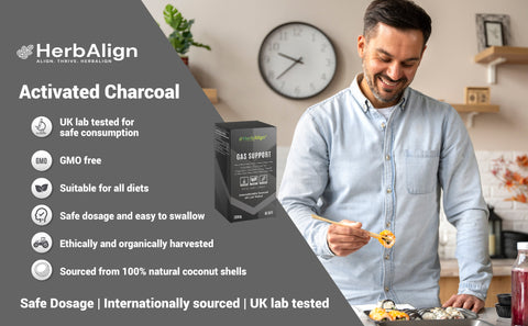 Herbalign Gas Support Capsules – 1000mg Activated Charcoal for Bloating, Digestive Relief & Gut Health